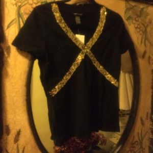 Cable and Gauge New Black Knit Shirt With Gold “S”